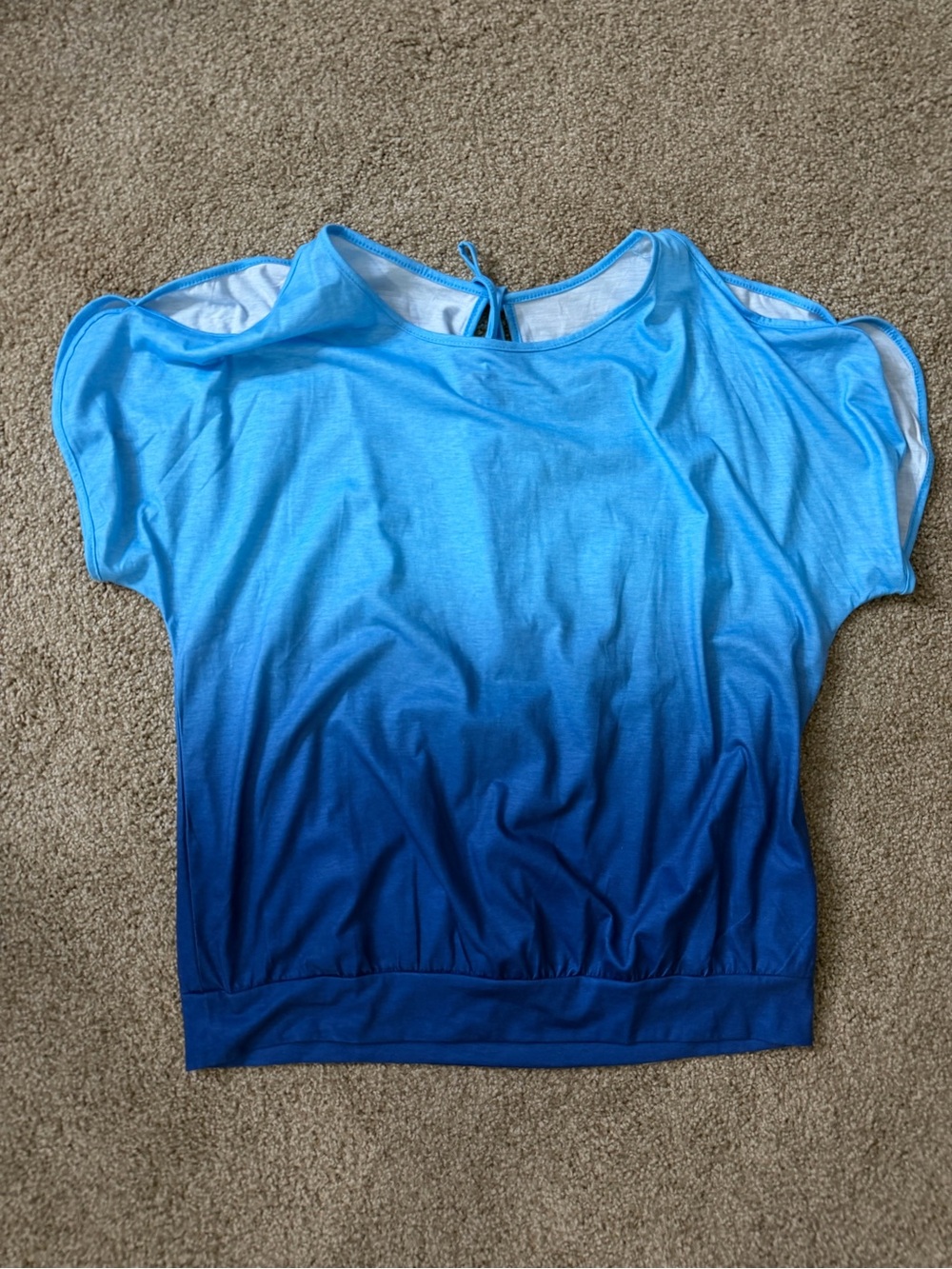 SHEIN Ombre Blue Cold-Shoulder Short Sleeve Tee